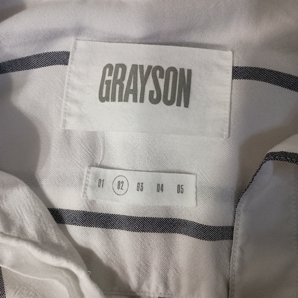 Grayson Grey and White Striped The Hero Button Down Shirt Size 02 Small - Picture 11 of 13